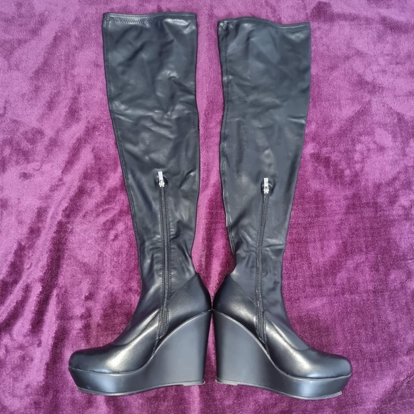 Azalea Wang Won't Say It Twice Wedge Thigh High Boots - Picture 2 of 3